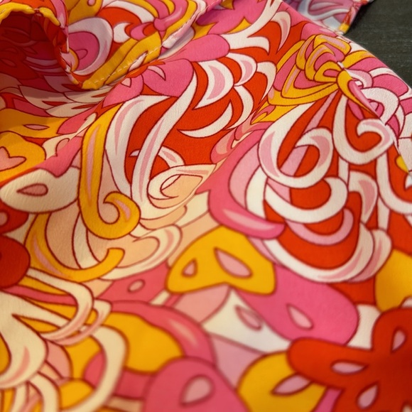 NWT Mellow Groove One Shoulder Ruffle Crop Top Floral Pink Size M - Picture 4 of 11